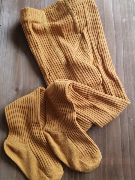 Mustard Ribbed Tights